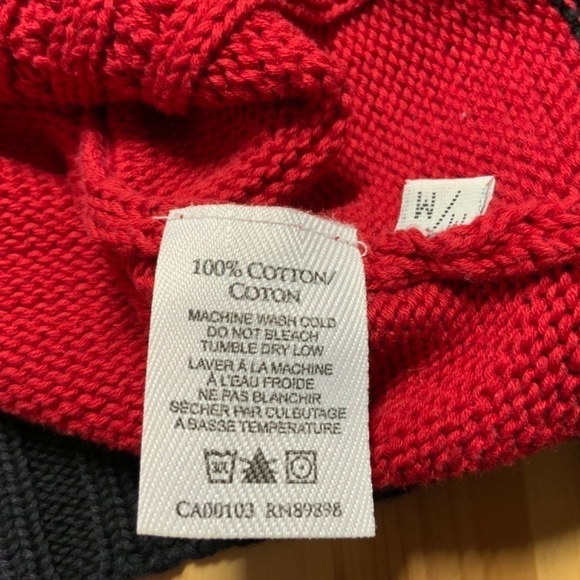 COTTON COUNTRY 100% Cotton Red Black 1/4 Zip Sweater Stand Up Collar US Sz M - Picture 8 of 9